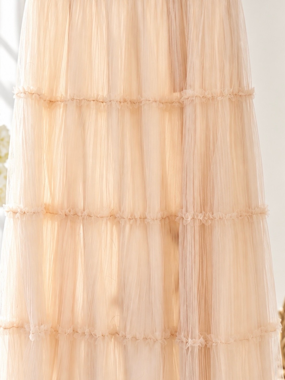 Tiered Tulle Maxi Skirt in Blush